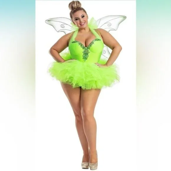 Vibrant Green Fairy Costume with Wings - Picture 1 of 3